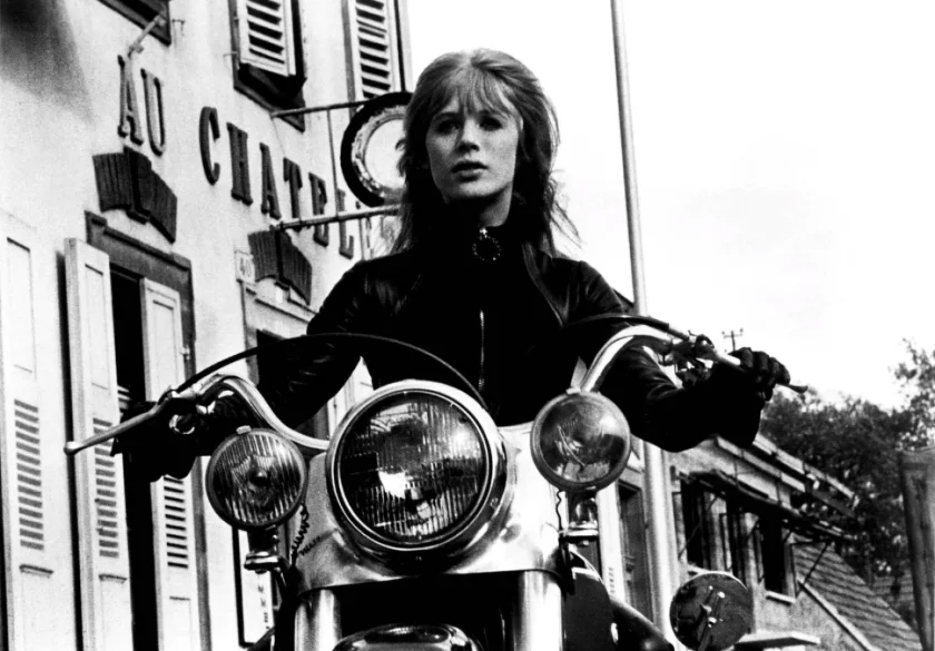 The girl on a motorcycle